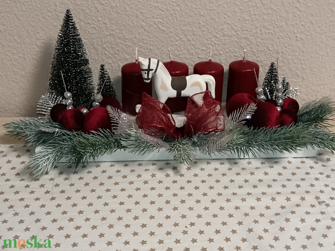 Hintalovas adventi asztali dísz - karácsony - adventi díszek - adventi koszorú - Meska.hu