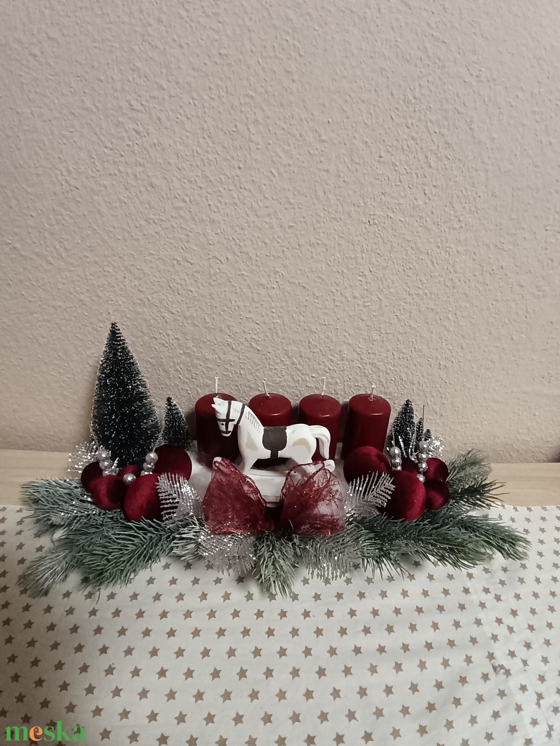 Hintalovas adventi asztali dísz - karácsony - adventi díszek - adventi koszorú - Meska.hu