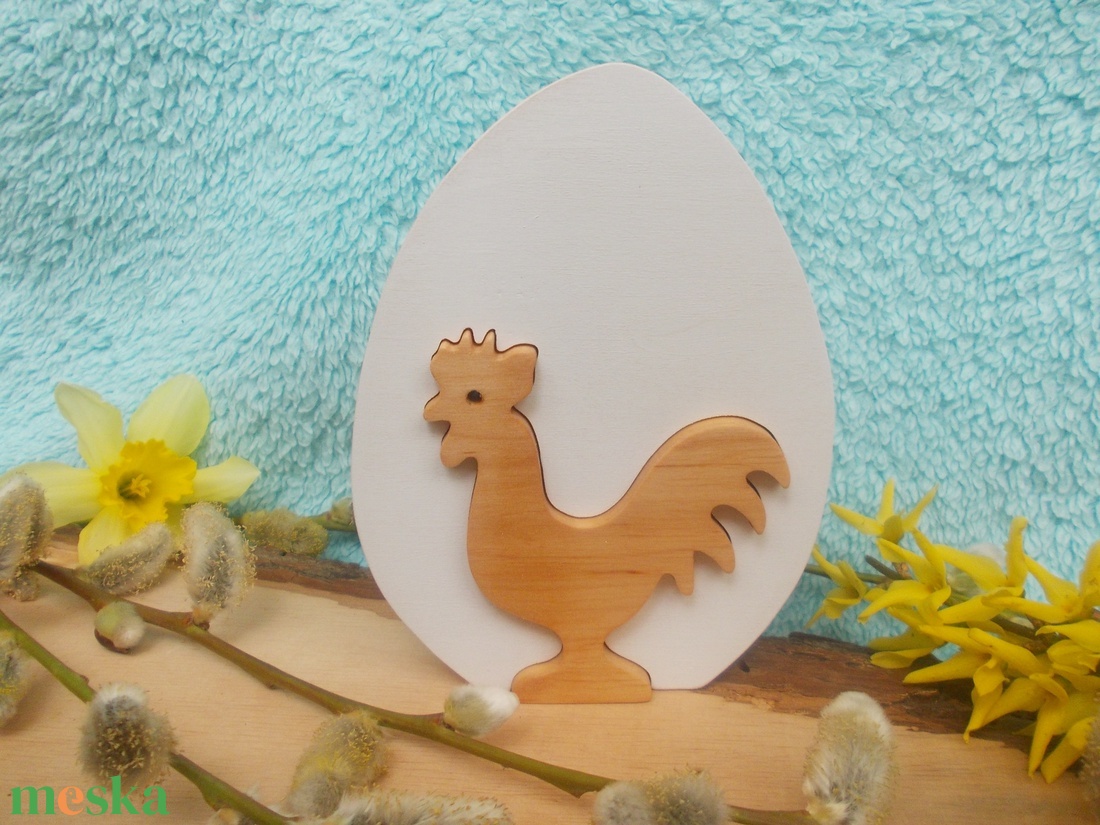 Fa tojásban kakas - otthon & életmód - dekoráció - asztal és polc dekoráció - asztaldísz - Meska.hu