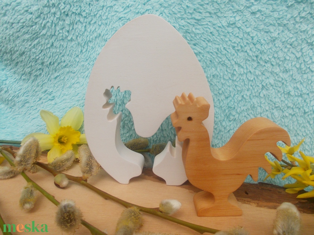 Fa tojásban kakas - otthon & életmód - dekoráció - asztal és polc dekoráció - asztaldísz - Meska.hu