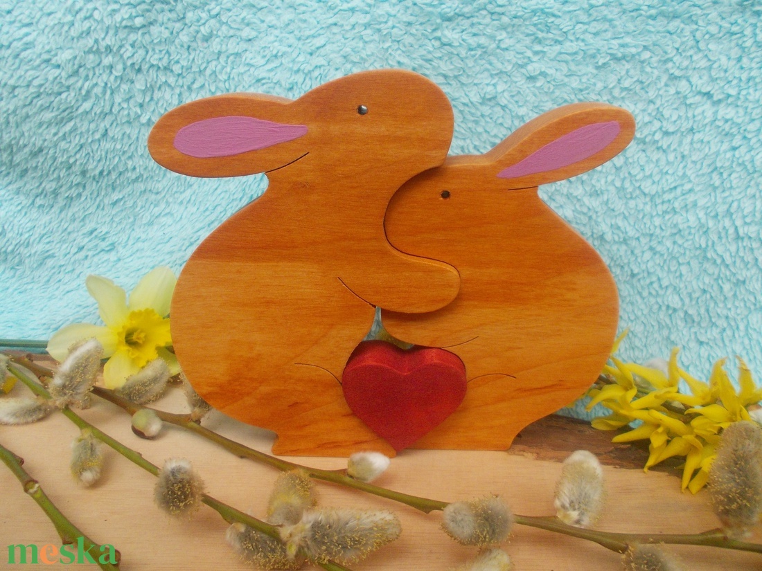 Nyúl pár szívvel - otthon & életmód - dekoráció - dísztárgy - Meska.hu