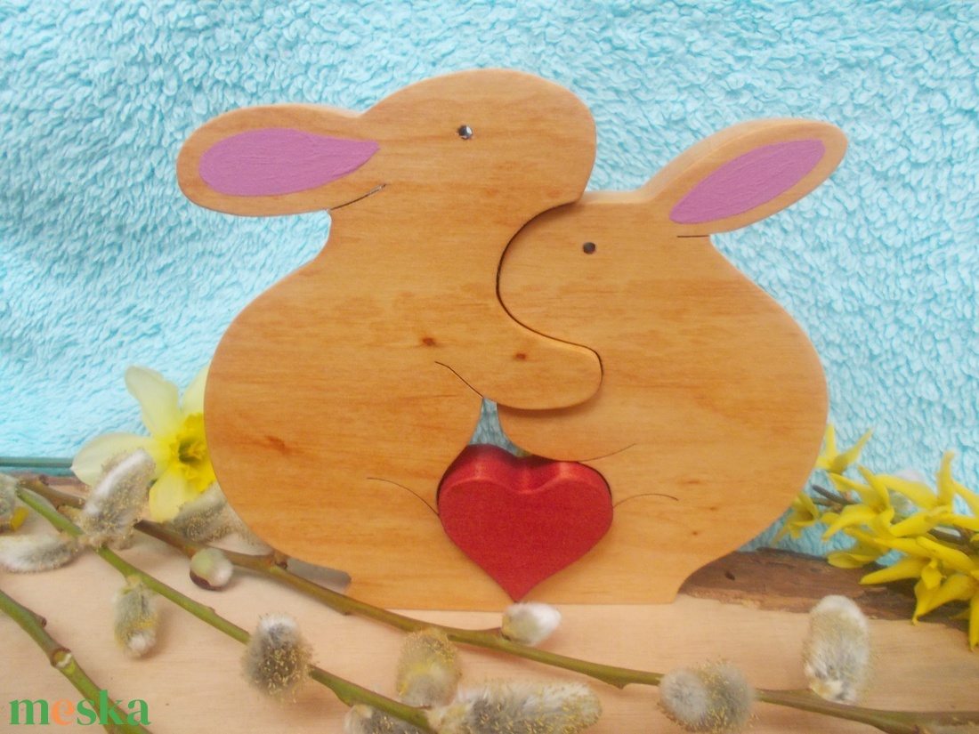 Nyúl pár szívvel - otthon & életmód - dekoráció - dísztárgy - Meska.hu