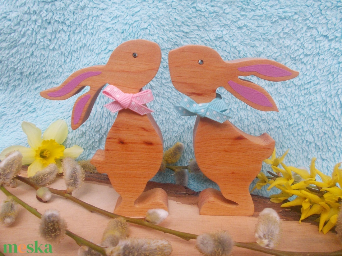 Nyúl pár masnival - otthon & életmód - dekoráció - asztal és polc dekoráció - asztaldísz - Meska.hu