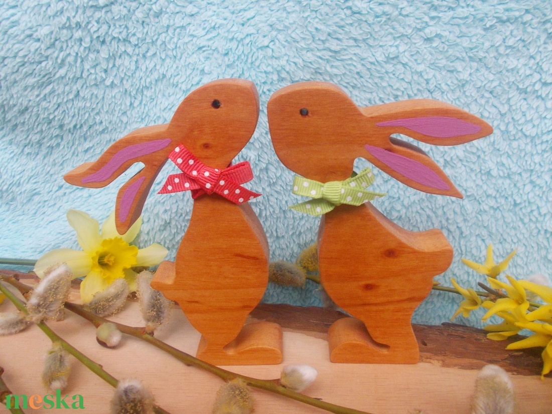 Nyúl pár masnival - otthon & életmód - dekoráció - asztal és polc dekoráció - asztaldísz - Meska.hu