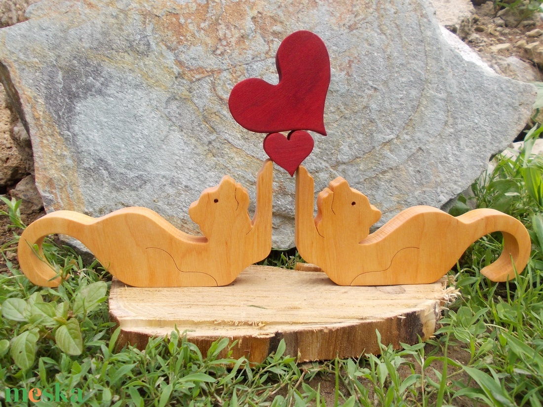 Macskák szívvel - otthon & életmód - dekoráció - dísztárgy - Meska.hu