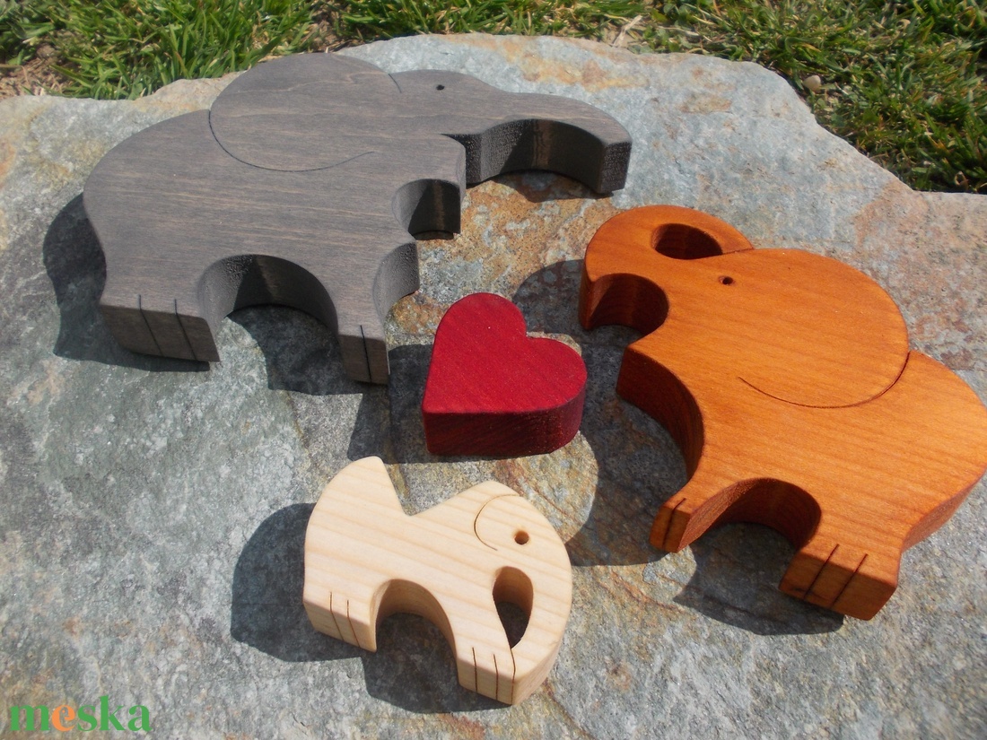 Elefánt család szívvel - otthon & életmód - dekoráció - dísztárgy - Meska.hu