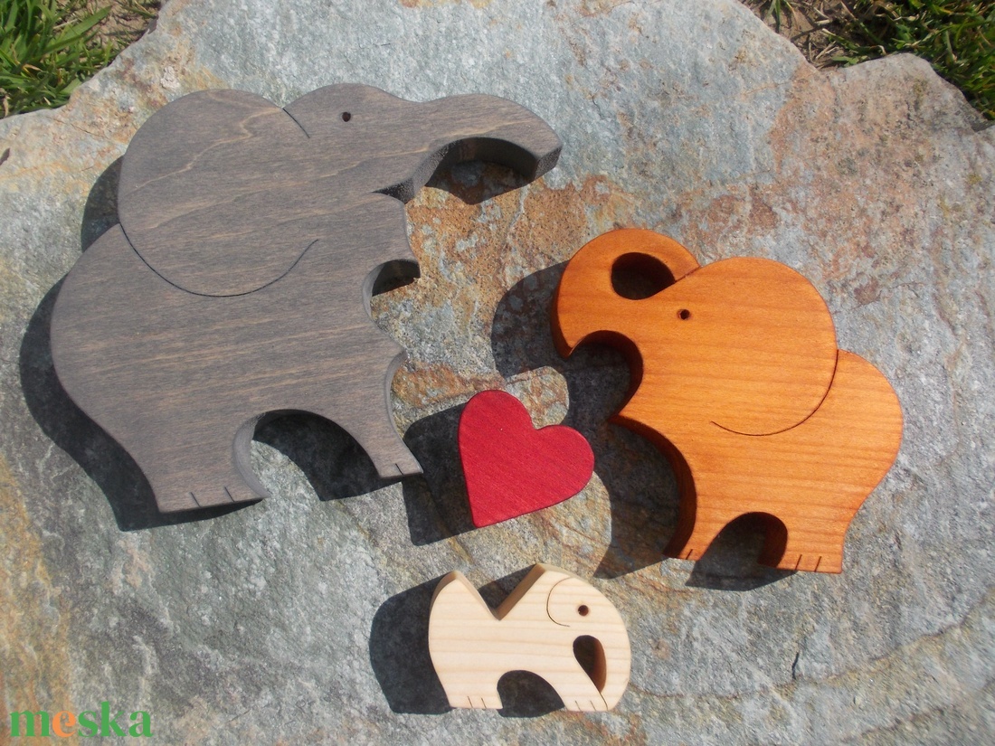 Elefánt család szívvel - otthon & életmód - dekoráció - dísztárgy - Meska.hu