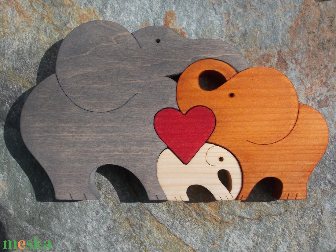 Elefánt család szívvel - otthon & életmód - dekoráció - dísztárgy - Meska.hu