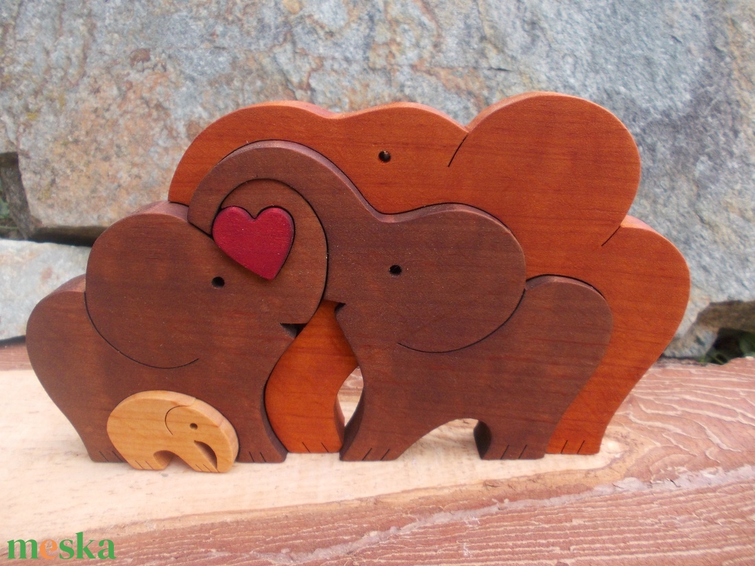 Elefánt család szívvel 2 - otthon & életmód - dekoráció - dísztárgy - Meska.hu