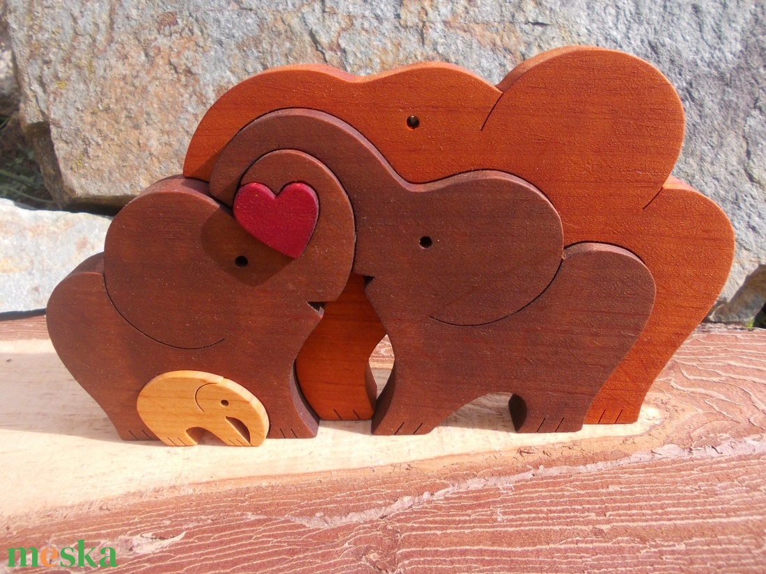 Elefánt család szívvel 2 - otthon & életmód - dekoráció - dísztárgy - Meska.hu