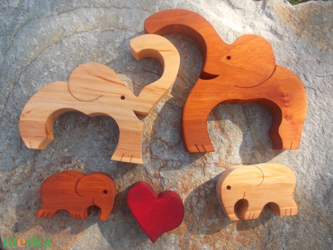 Elefánt család szívvel 3 - otthon & életmód - dekoráció - dísztárgy - Meska.hu