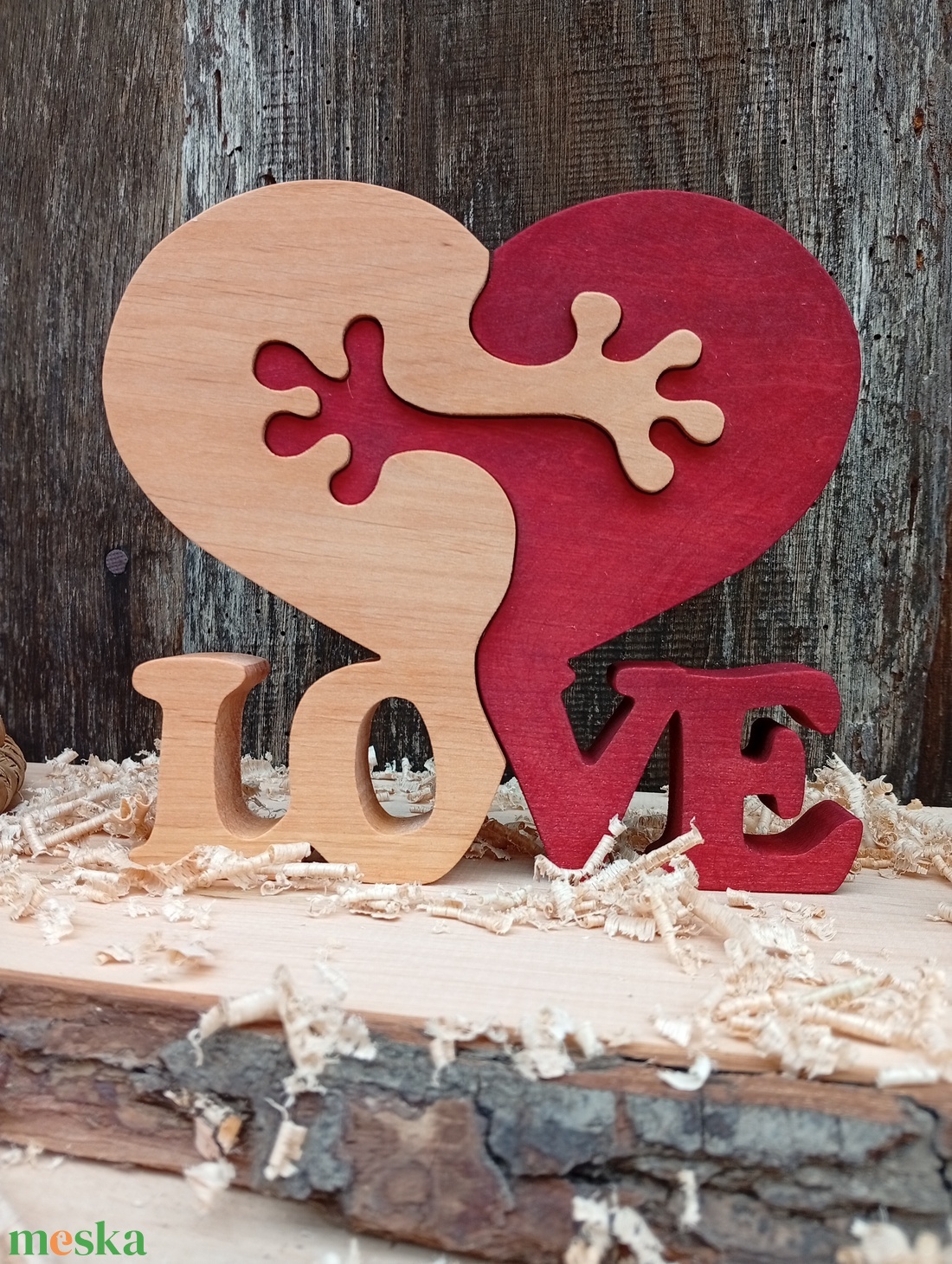 Ölelkező szívek LOVE felirattal - otthon & életmód - dekoráció - dísztárgy - Meska.hu