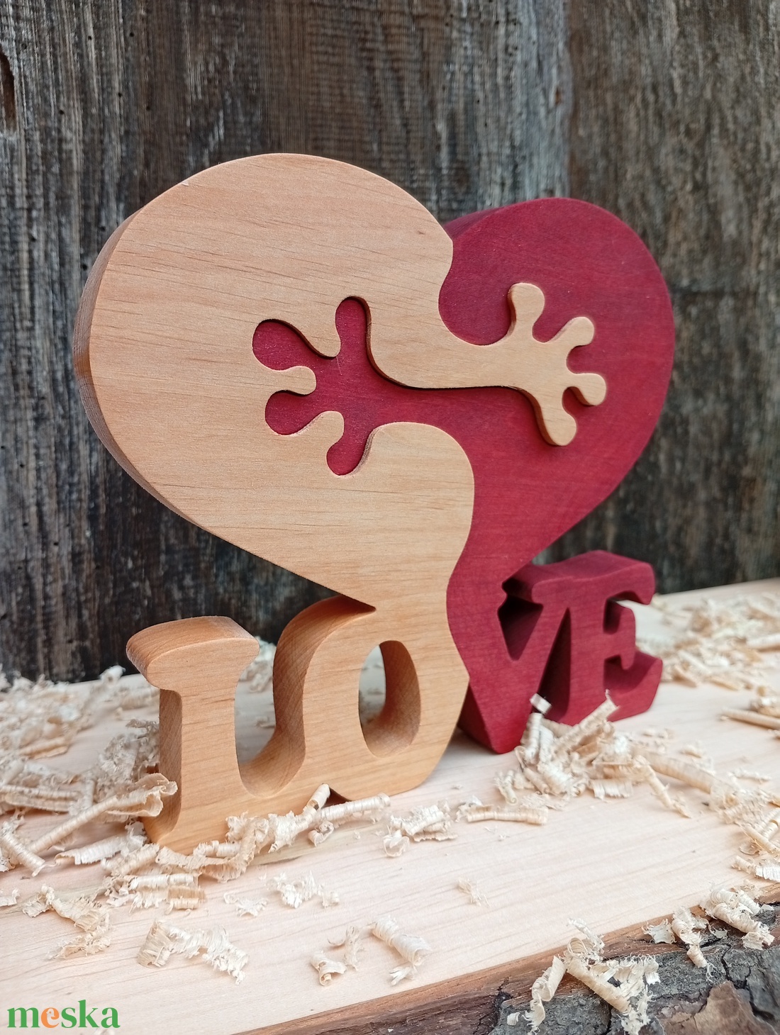 Ölelkező szívek LOVE felirattal - otthon & életmód - dekoráció - dísztárgy - Meska.hu