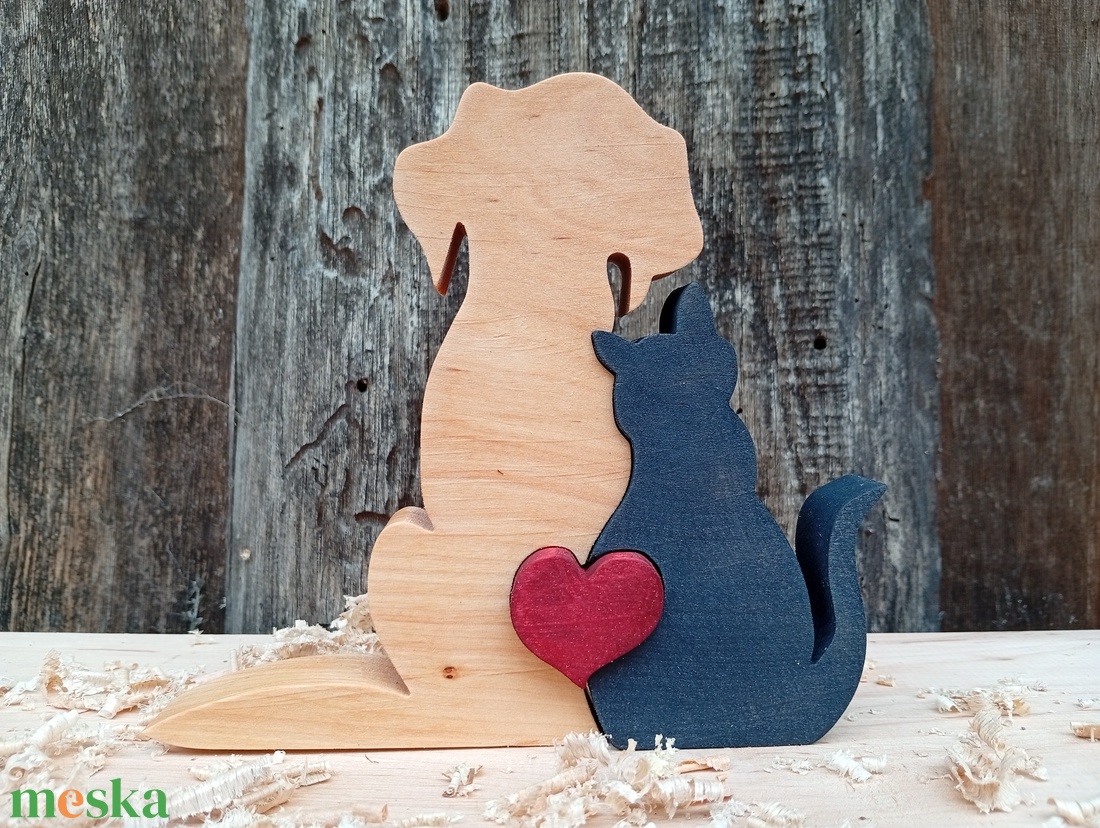 Kutya és macska szívvel  - otthon & életmód - dekoráció - dísztárgy - Meska.hu