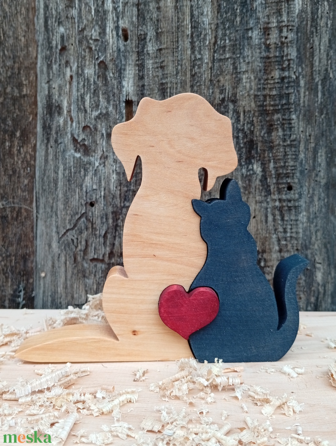 Kutya és macska szívvel  - otthon & életmód - dekoráció - dísztárgy - Meska.hu