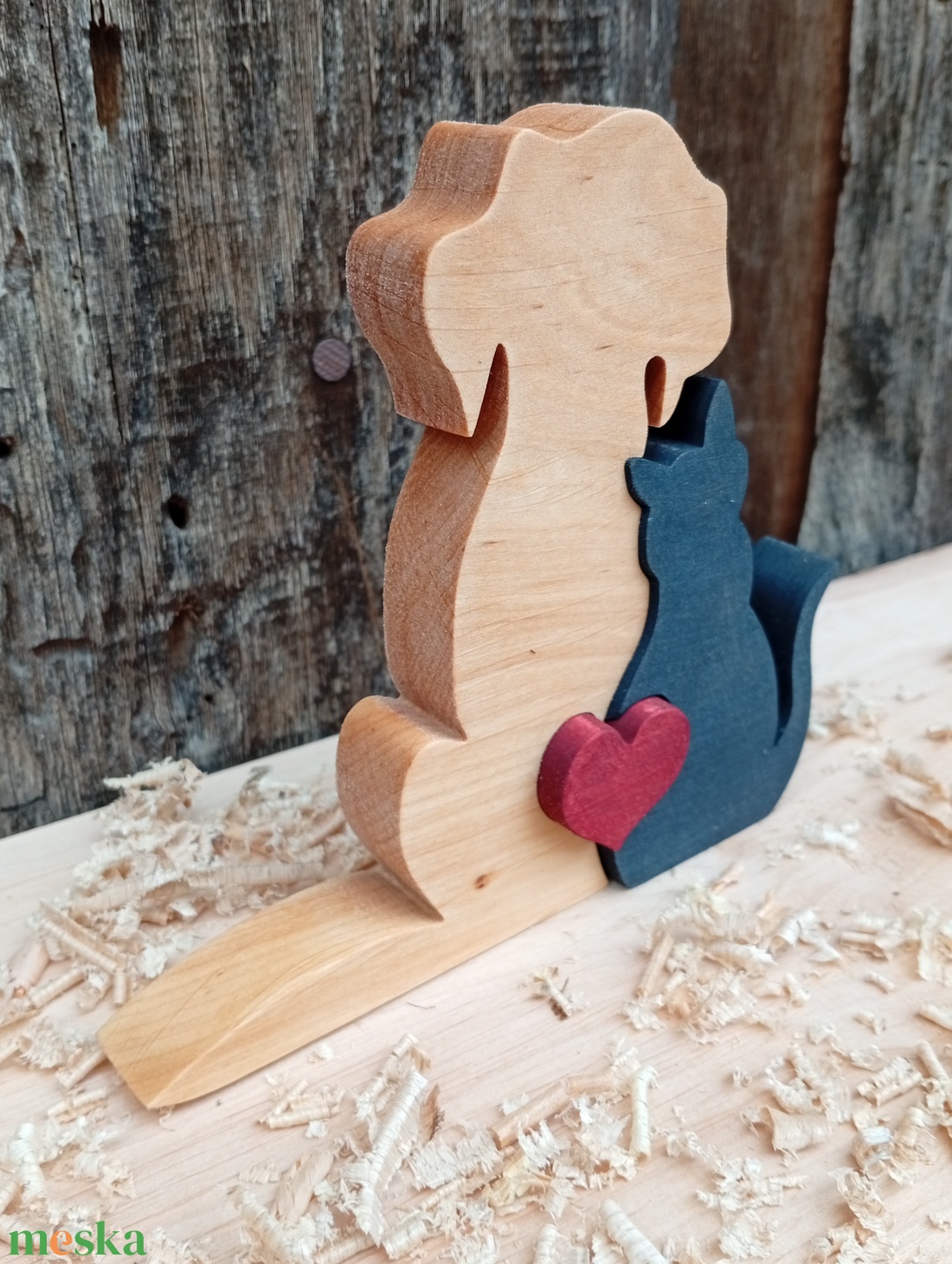 Kutya és macska szívvel  - otthon & életmód - dekoráció - dísztárgy - Meska.hu