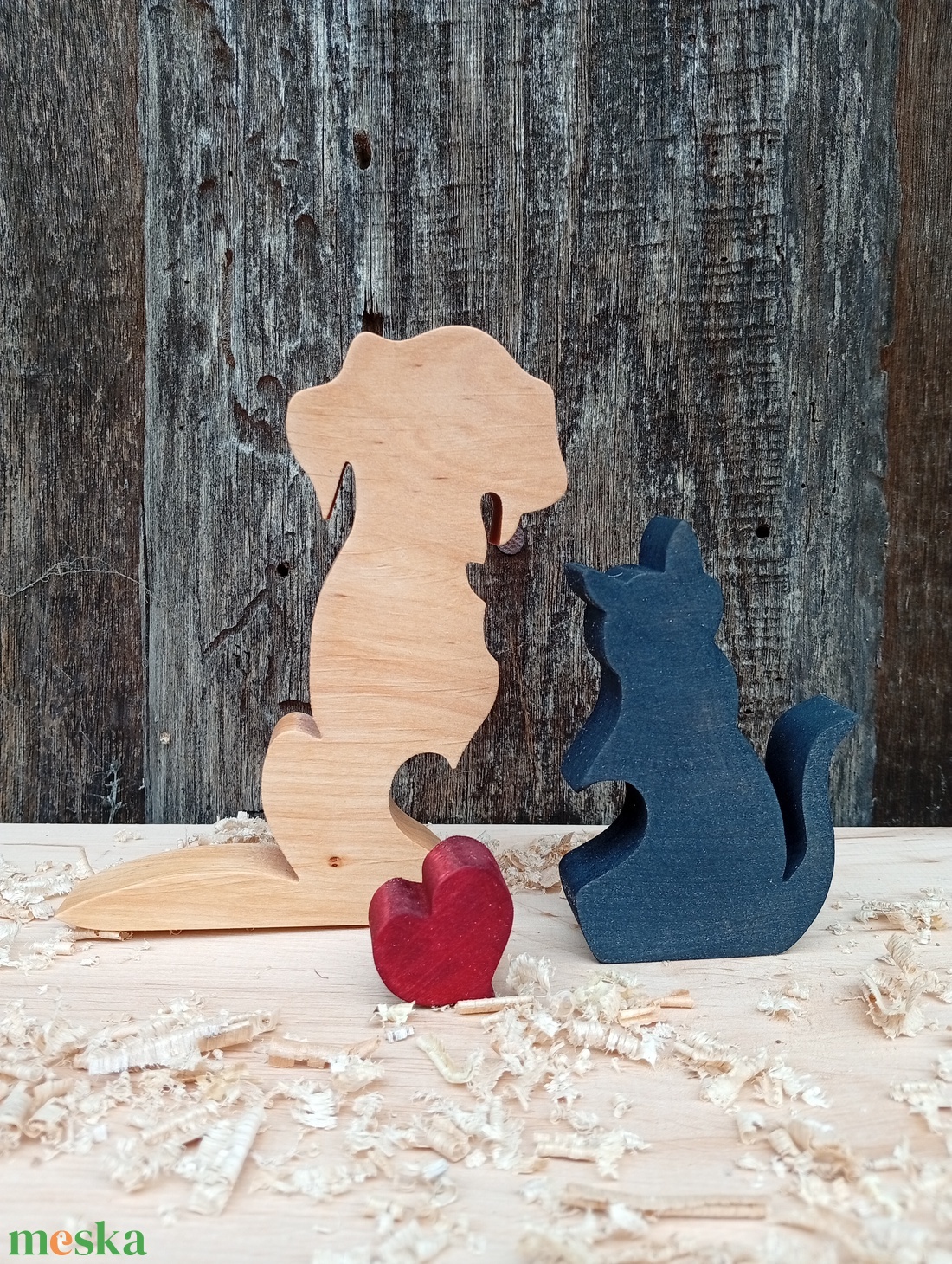 Kutya és macska szívvel  - otthon & életmód - dekoráció - dísztárgy - Meska.hu