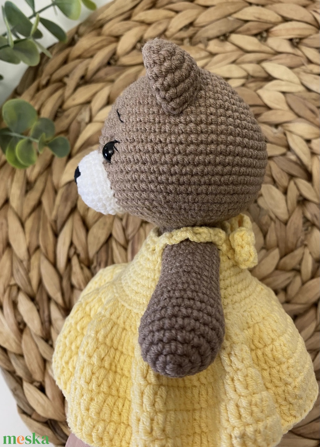 Horgolt maci, sárga ruhában - játék & sport - plüssállat & játékfigura - maci - Meska.hu
