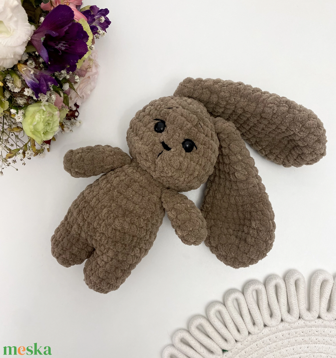 Horgolt nyuszi, barna - játék & sport - plüssállat & játékfigura - nyuszi - Meska.hu