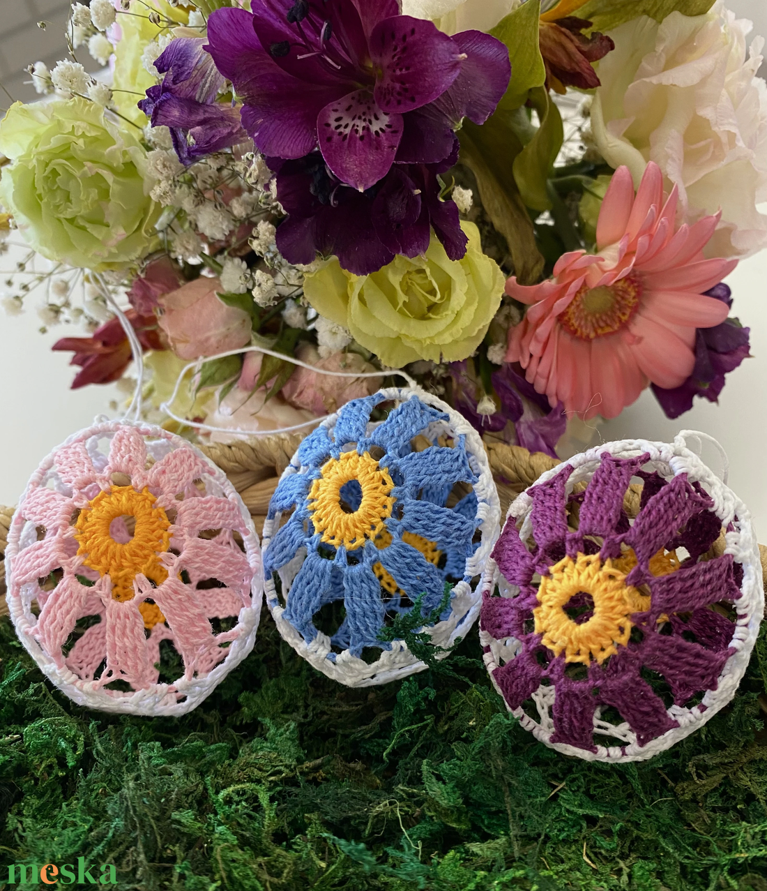Horgolt húsvéti tojások - ünnepi díszek, dekorációk - húsvéti díszek és dekorációk - húsvéti tojás, hímestojás - Meska.hu