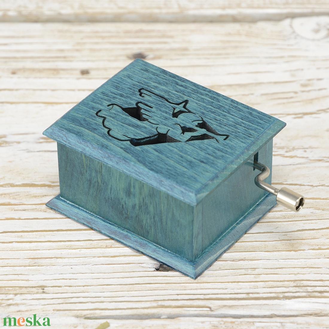 Mennyből az angyal zenedoboz türkiz - otthon & életmód - dekoráció - asztal és polc dekoráció - zenedoboz - Meska.hu