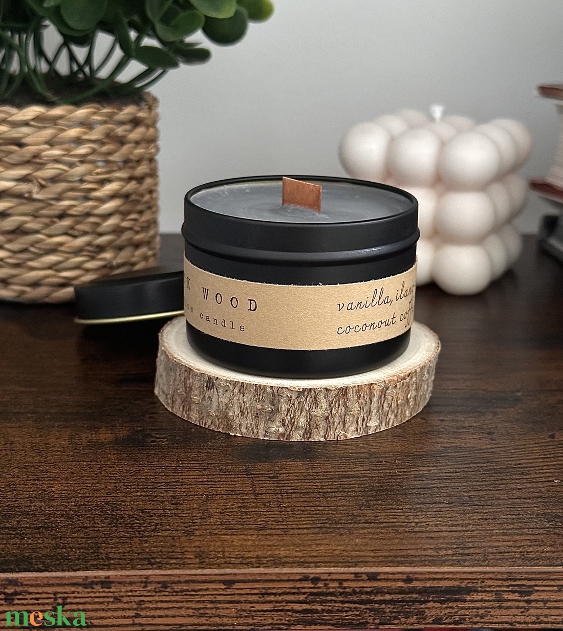 Black wood - szójaviasz gyertya - otthon & életmód - gyertya, illat, aroma - gyertya - Meska.hu