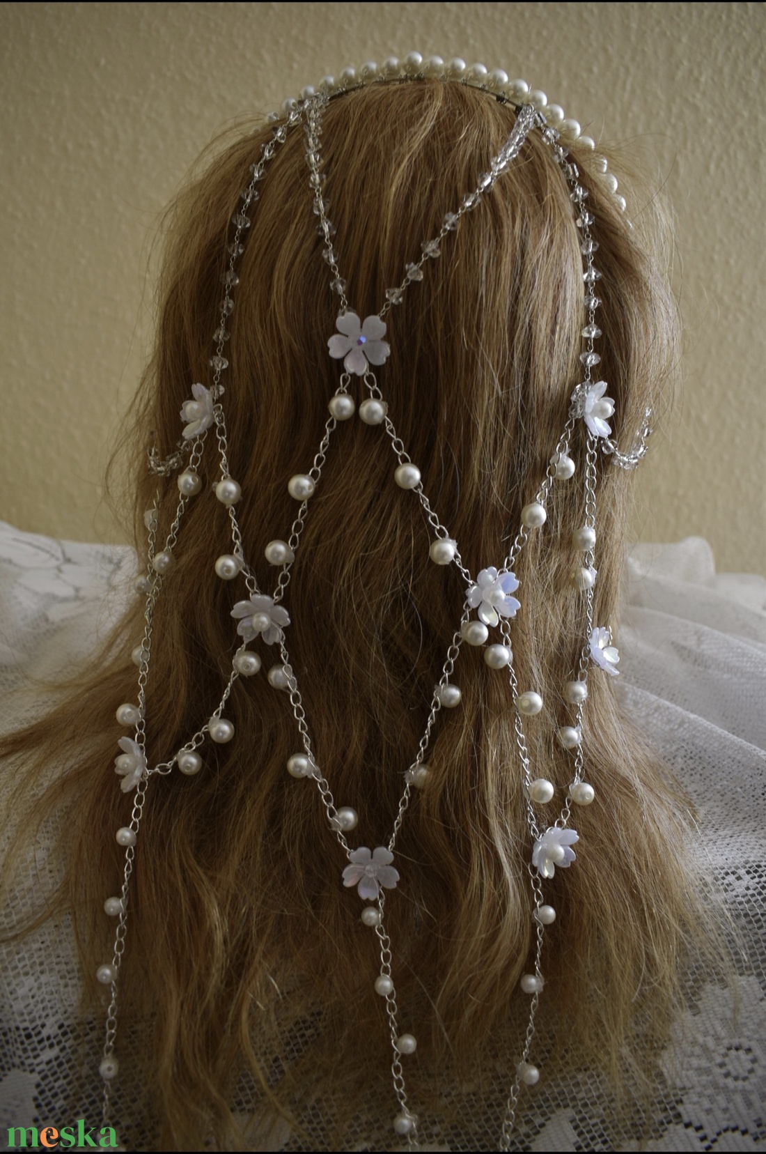 Hajfátyol, gyöngyfátyol, menyasszonyi hajdísz  - esküvő - hajdísz - kontydísz & hajdísz - Meska.hu