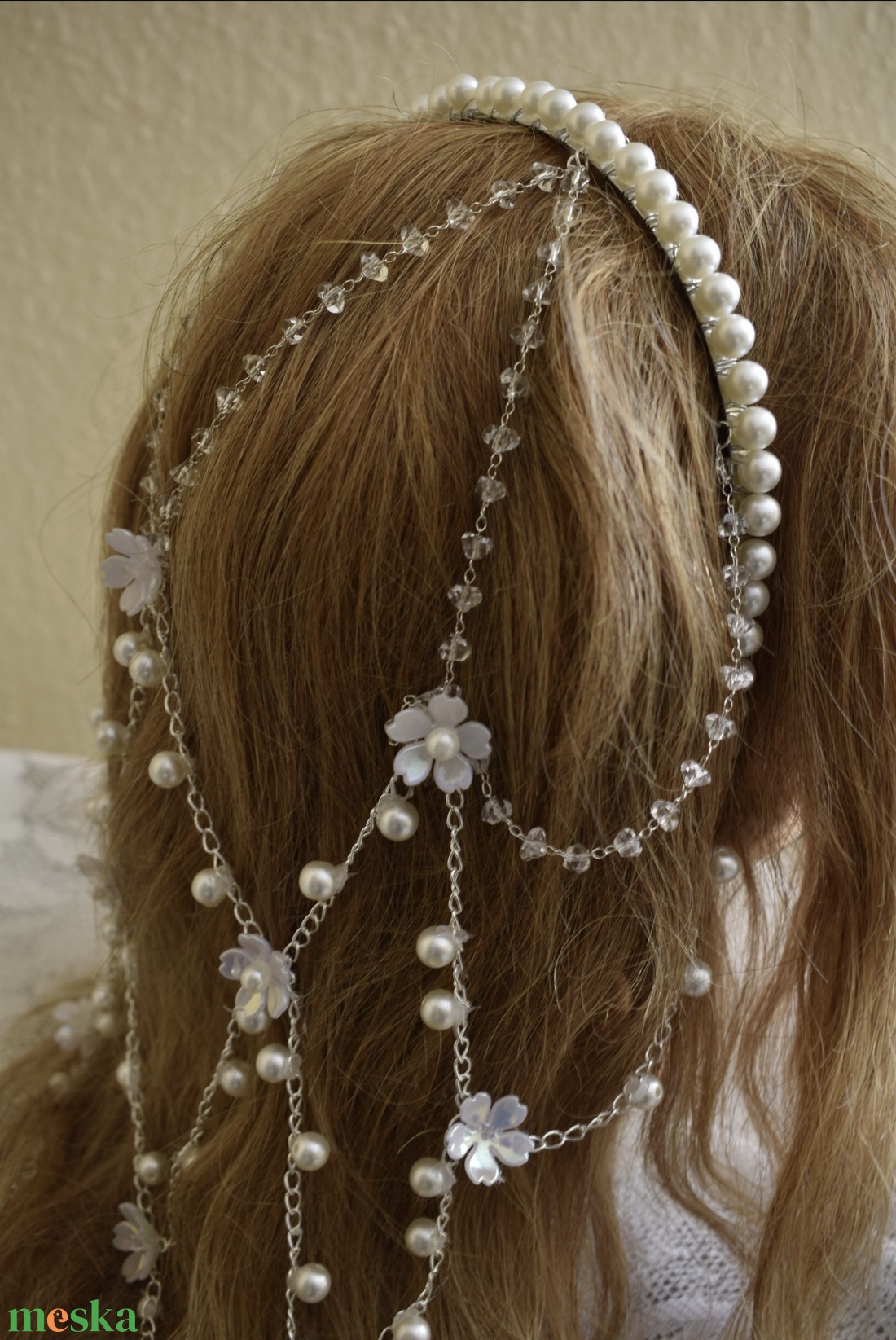 Hajfátyol, gyöngyfátyol, menyasszonyi hajdísz  - esküvő - hajdísz - kontydísz & hajdísz - Meska.hu