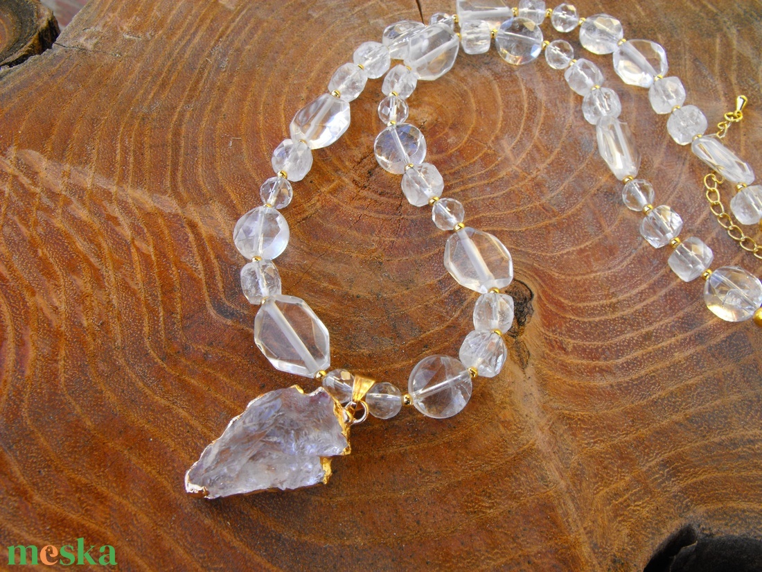 Ragyogó hegyikristályok nyaklánc medállal, acél szerelék - ékszer - nyaklánc - medál - Meska.hu