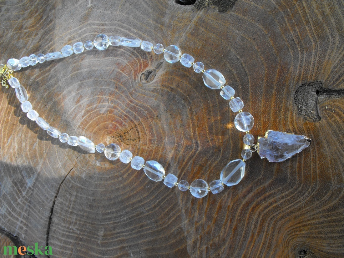 Ragyogó hegyikristályok nyaklánc medállal, acél szerelék - ékszer - nyaklánc - medál - Meska.hu