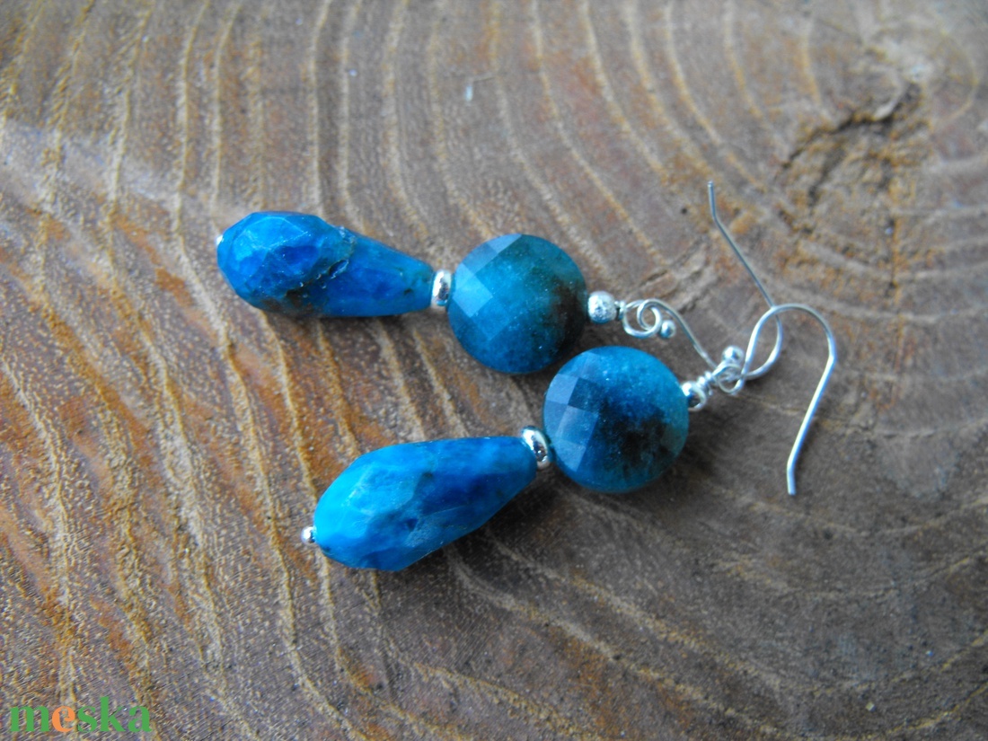 Apatit ezüst fülbevaló - ékszer - fülbevaló - lógó fülbevaló - Meska.hu