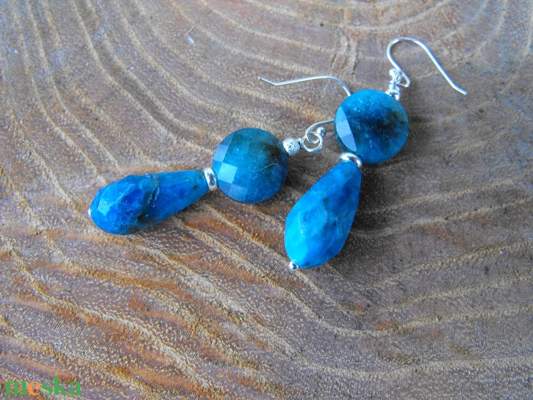 Apatit ezüst fülbevaló - ékszer - fülbevaló - lógó fülbevaló - Meska.hu