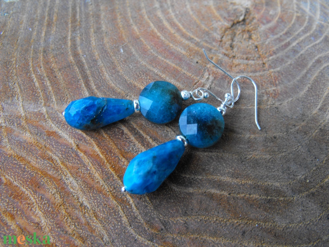 Apatit ezüst fülbevaló - ékszer - fülbevaló - lógó fülbevaló - Meska.hu