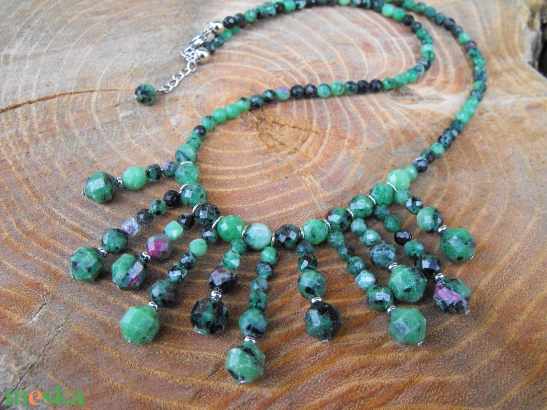 Ruby zoisite nyaklánc - ékszer - nyaklánc - medál - Meska.hu