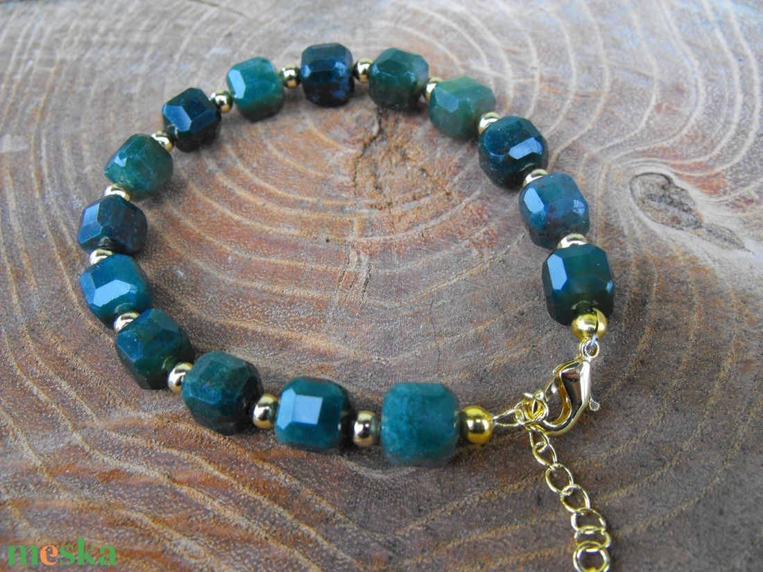 Mohaachát karkötő, acél szerelékkel - ékszer - karkötő - ásványkarkötő - Meska.hu