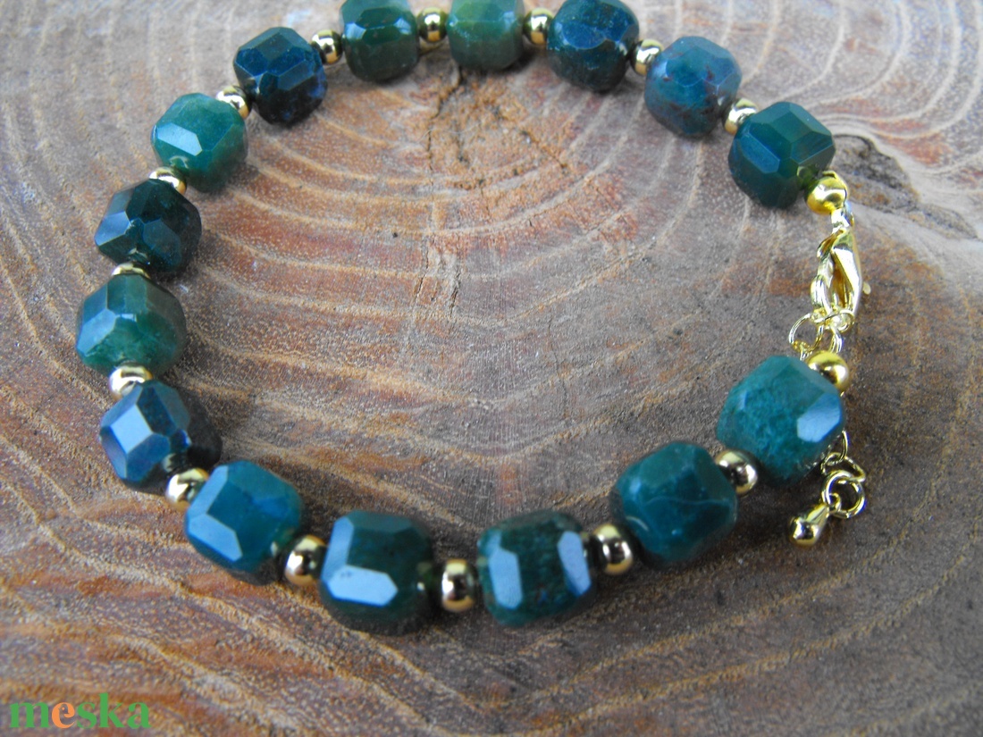 Mohaachát karkötő, acél szerelékkel - ékszer - karkötő - ásványkarkötő - Meska.hu