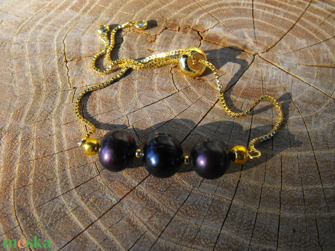 Láncos  karkötő, acél szerelékkel - ékszer - karkötő - ásványkarkötő - Meska.hu