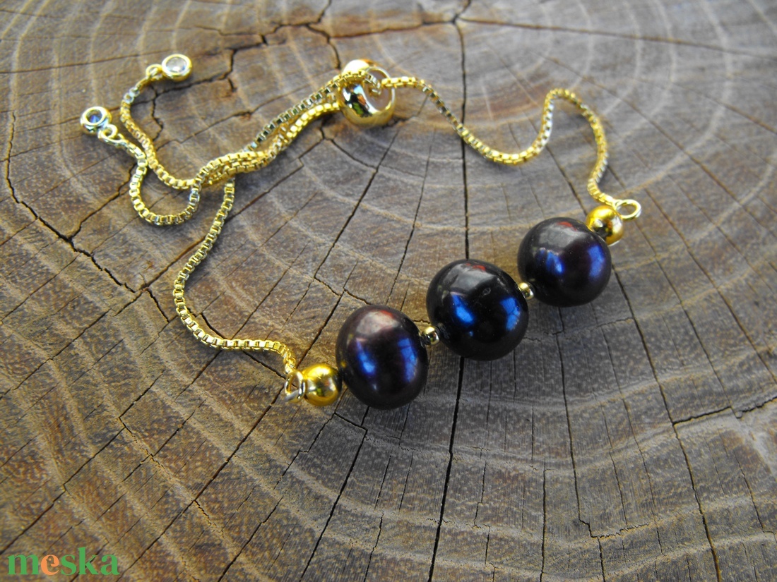 Láncos  karkötő, acél szerelékkel - ékszer - karkötő - ásványkarkötő - Meska.hu