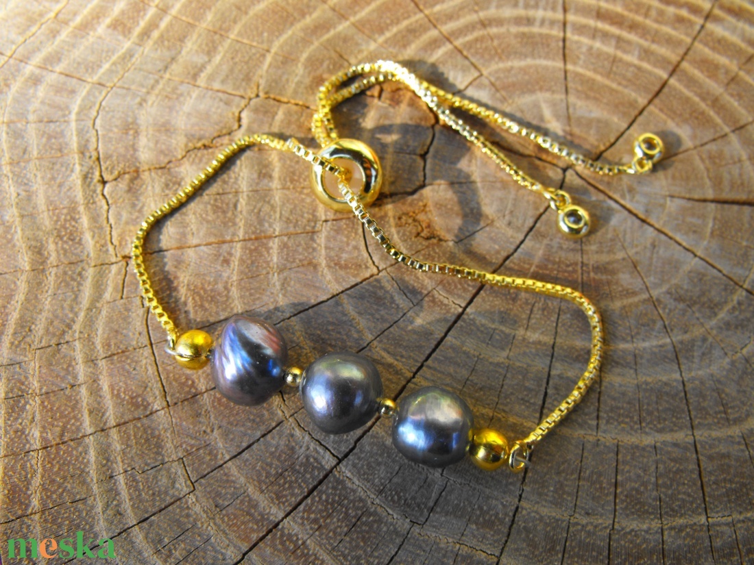 Láncos  karkötő, acél szerelékkel - ékszer - karkötő - ásványkarkötő - Meska.hu