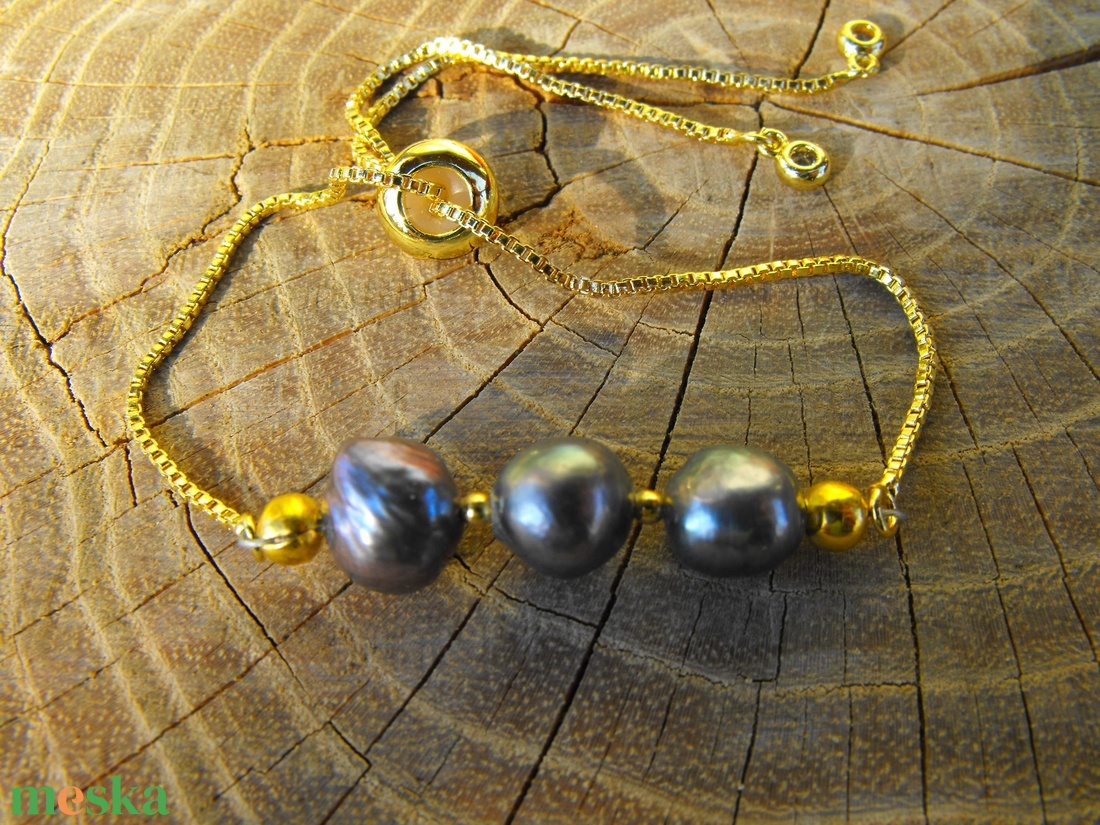 Láncos  karkötő, acél szerelékkel - ékszer - karkötő - ásványkarkötő - Meska.hu