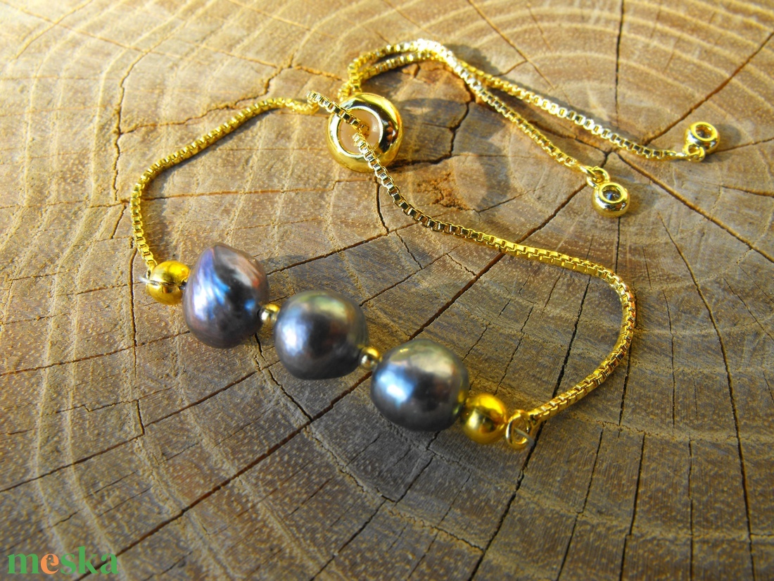 Láncos  karkötő, acél szerelékkel - ékszer - karkötő - ásványkarkötő - Meska.hu