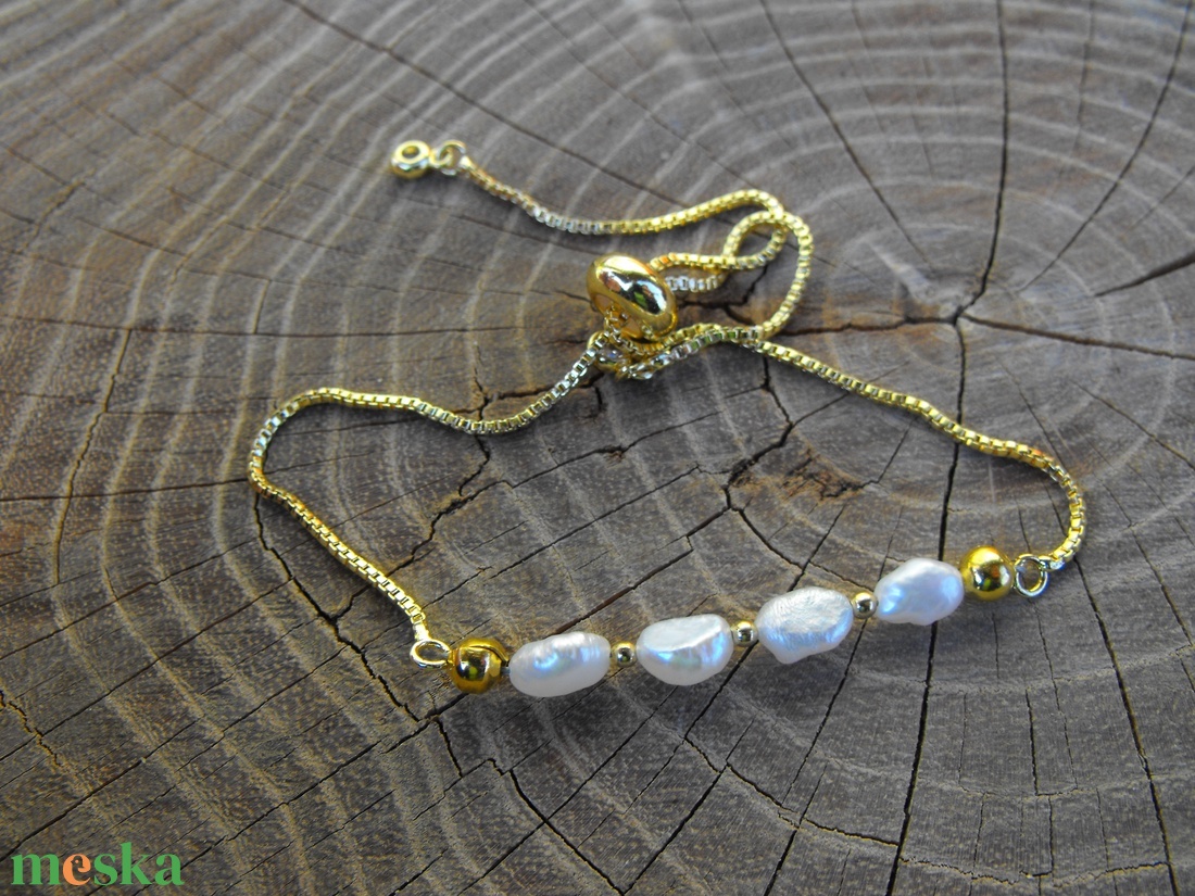 Láncos  karkötő, acél szerelékkel - ékszer - karkötő - ásványkarkötő - Meska.hu