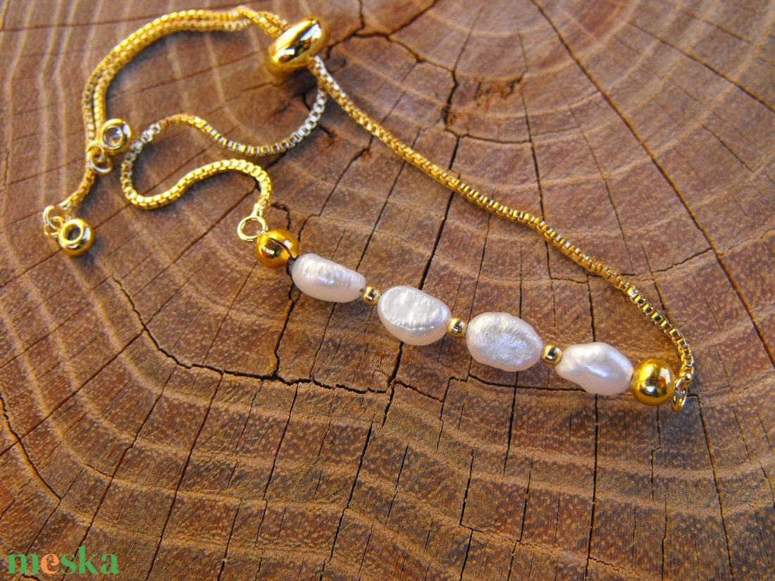 Láncos  karkötő, acél szerelékkel - ékszer - karkötő - ásványkarkötő - Meska.hu