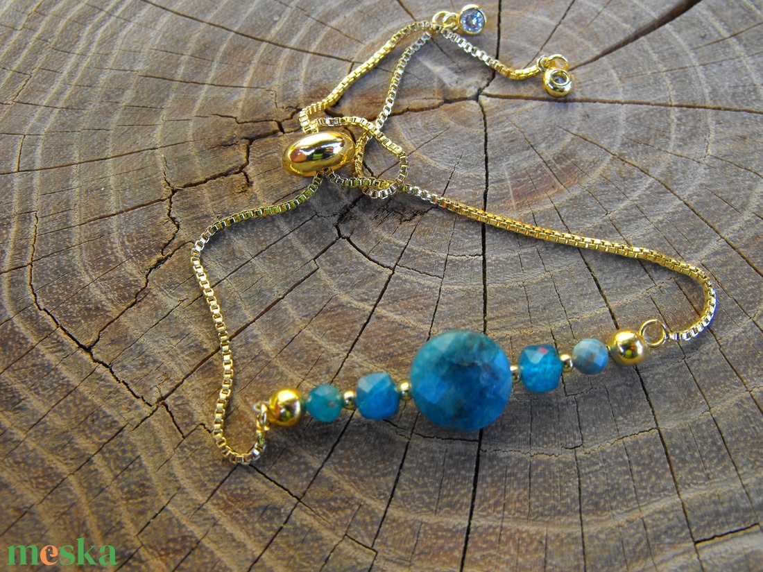 Láncos apatit  karkötő, acél szerelékkel - ékszer - karkötő - ásványkarkötő - Meska.hu