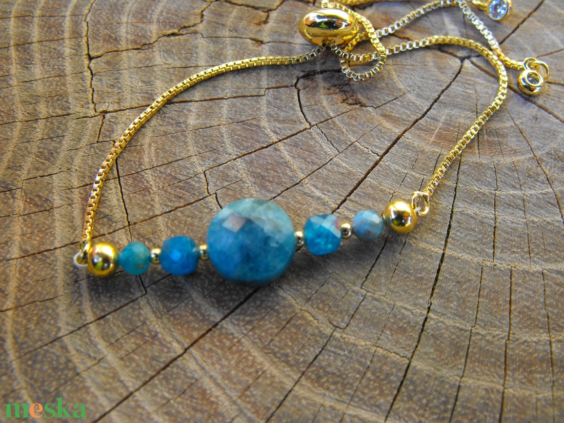 Láncos apatit  karkötő, acél szerelékkel - ékszer - karkötő - ásványkarkötő - Meska.hu