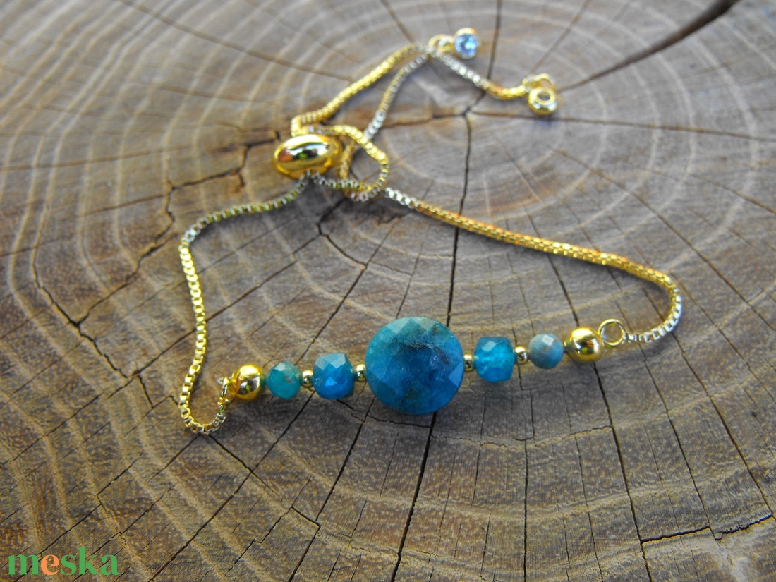 Láncos apatit  karkötő, acél szerelékkel - ékszer - karkötő - ásványkarkötő - Meska.hu