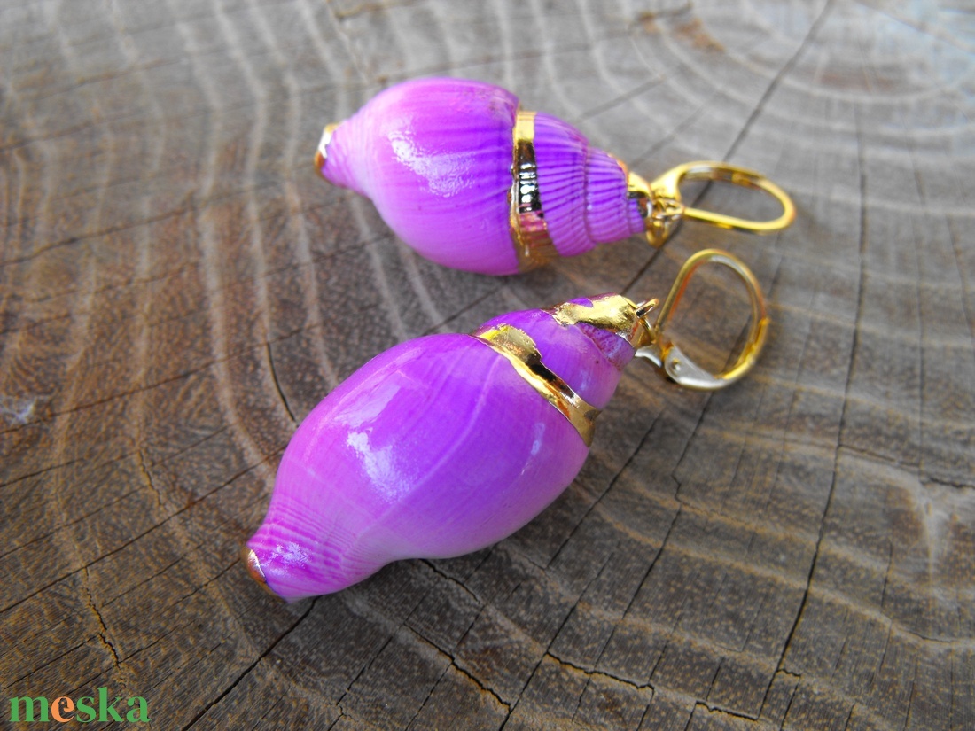 Tenger kincsei, csigás  acél fülbevaló - ékszer - fülbevaló - lógó fülbevaló - Meska.hu