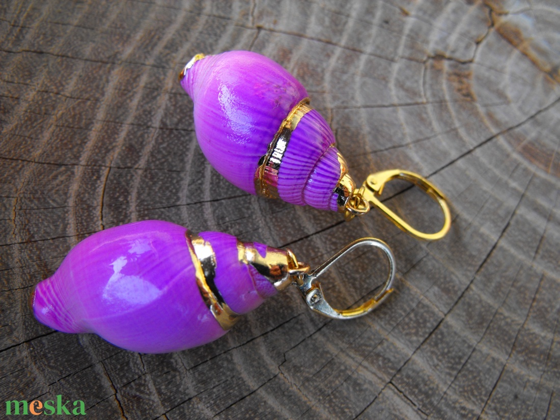 Tenger kincsei, csigás  acél fülbevaló - ékszer - fülbevaló - lógó fülbevaló - Meska.hu