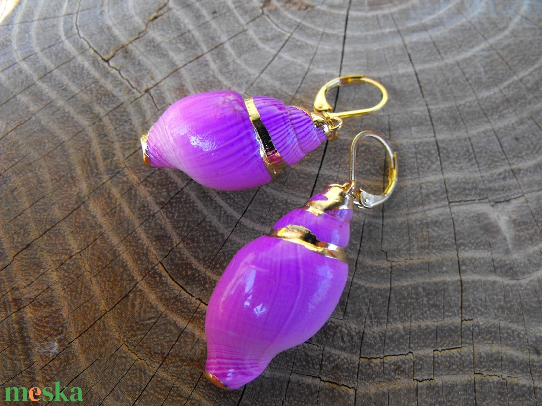 Tenger kincsei, csigás  acél fülbevaló - ékszer - fülbevaló - lógó fülbevaló - Meska.hu