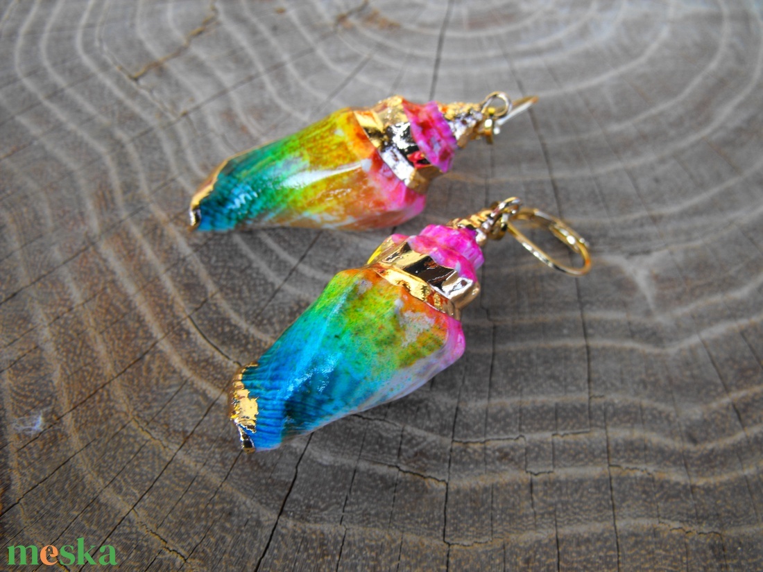 Tenger kincsei, csigás  acél fülbevaló - ékszer - fülbevaló - lógó fülbevaló - Meska.hu